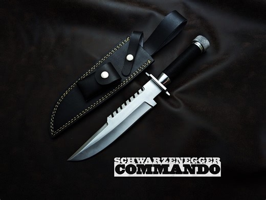 D2 Steel Handmade Commando Knife | Movie Replica Bowie With Leather Sheath - Etsy