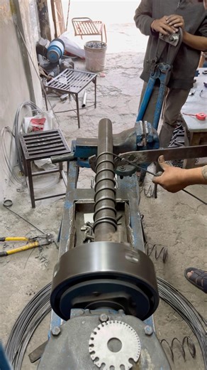 Making a Simple Ghota Machine Spring on a Vintage Old Lathe | Steel Wire Spring #shorts