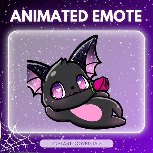ANIMATED Emote Twitch & Discord - Adorable Black Bat Emote - Flirty Bat <3 (perfect for Streaming), Blowing Kisses and Rose Animated Emote - Etsy Canada
