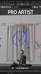Noob vs Pro artist: MAKING CURTAINS #blendertutorial #blender #blendercommunity #b3d #fyp | 3d Blender Tips