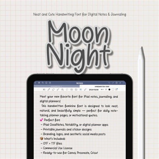Neat Feminine Handwritten Font for Digital Planner & Journaling : Moonnight (OTF, TTF, WOFF) - Etsy