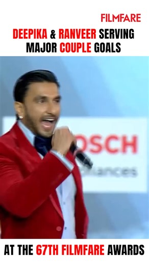 Filmfare proudly brings to you #RanveerSingh powered by #DeepikaPadukone ! 😍 Here's a sweet throwback to when Ranveer surprised us all by bringing Birthday Star Deepika on stage at the 67th Filmfare Awards. #FilmfareExclusive #HappyBirthdayDeepikaPadukone | Filmfare