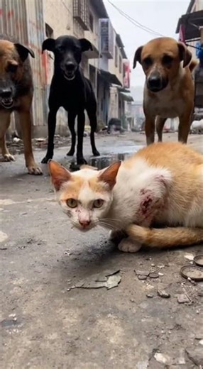 Injured Cat Attacked by a Pack of Wild Dogs – Heartbreaking & Dramatic Rescue 😿🐱🐕
