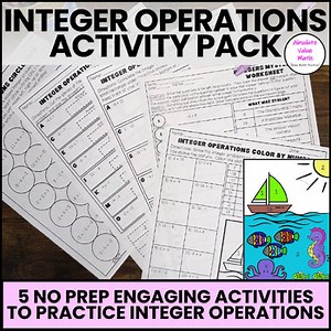 Integer Operations Activity Pack | 5 No Prep Integer Operations Activities