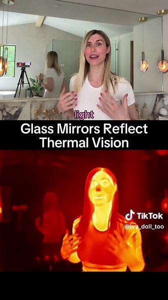 Mirrors and glass reflecting heat signatures might be the most surprising thing you can see in thermal vision #ivydoll #science #thermalcamera