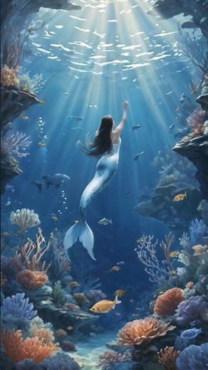 Magical AI Ocean Scene | Mermaids, fantastical plants, & fish
