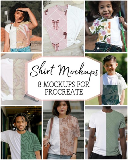 Procreate Shirt Mockup for Patterns | 8 Seamless Design Apparel Mockups