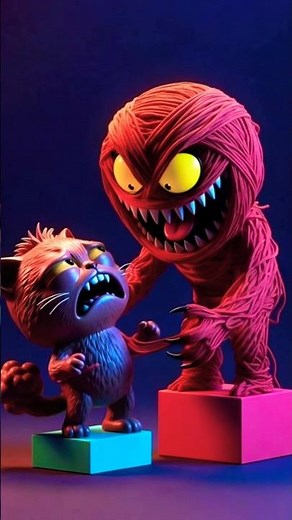 Evil Cat Monster 😼💀 | Funny Scary 3D Cartoon Horror Comedy | AI Animated Short#youtubeshorts