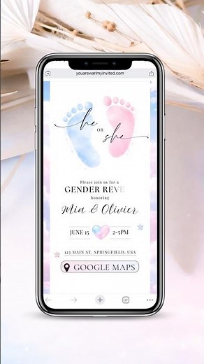 He or She Gender Reveal Digital Invitation 💙💗 | Canva + RSVP #genderreveal