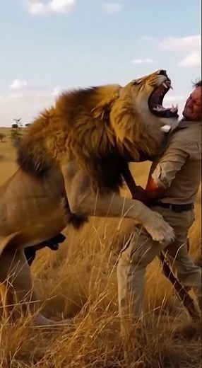 Man vs Lion: Intense Savanna Battle Caught on Camera