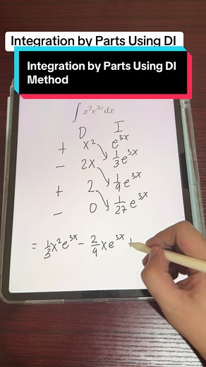 Integration by Parts Using DI Method #fyp #enginerdmath #engineering #mathematics #integrals #calculus #integrationbyparts #ibp #dimethod #tabularmethod