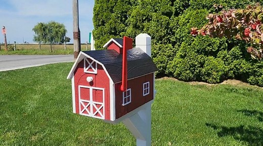 Barn Mailbox Amish Handmade, Dutch Barn Style, Choose Your Color, Wooden Amish Mailbox With Red Flag Black Roof - Etsy