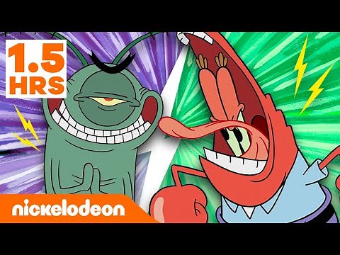 스폰지밥 | 집게사장 VS 플랑크톤 🦀 게살버거 비법을 둘러싼 대결! | 니켈로디언