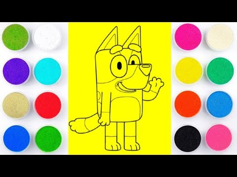 Bluey Sand Painting Coloring For Kids And Toddlers || Bluey And Bingo Coloring With Sand