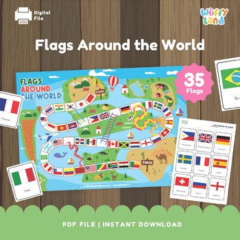 Flags Around the World Printable Games - Country Flags Matching & Learning