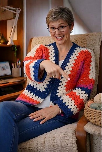 Hexagon Cardigan Crochet Pattern – Granny Square Sweater Multiple Sizes XS-5XL
