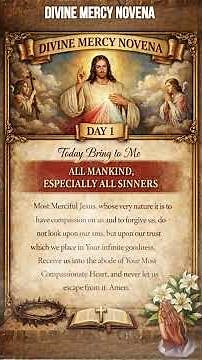 Divine Mercy Novena — Day 1 ✝️💙 | Prayer Card of Trust & Mercy