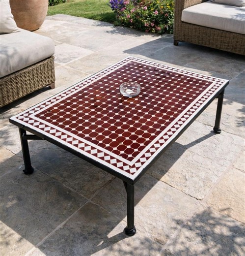 Customization Large Dining Rectangular Red Mosaic TABLE, Moorish 100% Handmade Outdoor & Indoor Mosaic Table, Solid Moroccan Table - Etsy