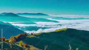 Time lapse. Clouds are moving in a mountain valley. Carpathian, Ukraine Europe