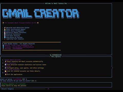 برنامج انشاء أميلات جيميل بعدد لا نهائي | Gmail Creator Pro