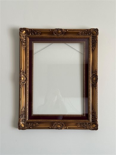 Vintage Ornate Gold Frame With Red Velvet Liner | Baroque Style Picture Frame With Glass | Large Statement Gallery Wall Frame 26x20 - Etsy