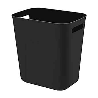 UUJOLY Plastic Small Trash Can Wastebasket, Garbage Container Basket for Bathrooms, Laundry Room, Kitchens, Offices, Kids Rooms, Dorms, 3.5 Gallon, Black