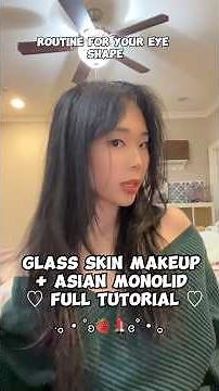 Asian monolid/ hooded eye and Glass skin daily makeup tutorial!! How to enlarge eyes with makeup!