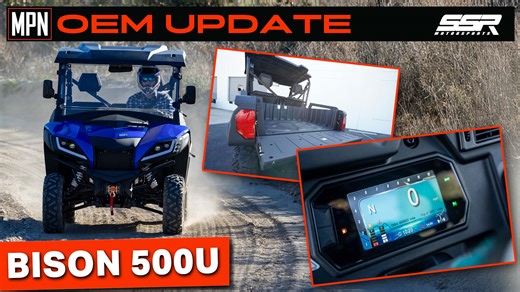 On this week's OEM Update, we cover the 2026 SSR Bison 500U, an affordable, work-focused UTV pairing four-wheel drive capability with a compact, feature-rich platform aimed at property owners and light commercial users. We spoke with Scot Harden, vice president of sales and marketing for SSR Motorsports, to learn more about where the Bison 500U fits into the brand’s utility lineup. SSR Motorsports #utv #powersports | Motorcycle & Powersports News