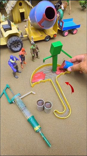 Mini handpump water scienceproject concrete & mixer diytractor cowfarm project idea #644 #shorts #yt
