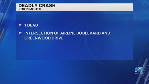 One dead after crash in the intersection of Greenwood Drive and Airline Boulevard in Portsmouth