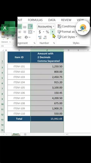 Fix Messy Numbers Instantly! Excel Comma Style Magic #excel #spreadsheetmagic #exceltips