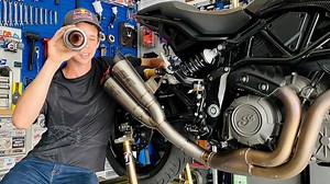 Modern production motorcycle exhaust systems are highly engineered to find the best balance between power, sound decibels, and emissions requirements to keep our air clean. However, when headed to the track, to participate in a close-course event, all you are concerned about is power. Today on MC Garage Red Bull Street Freestyle athlete Aaron Colton shows you the ins and outs of installing a racing exhaust. In this episode he installs the exhaust on an Indian FTR 1200 S, however the installation