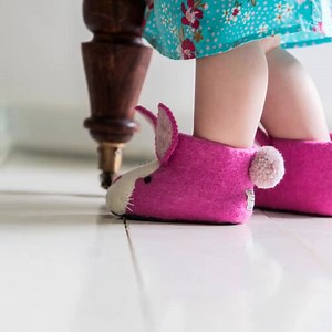 Kids' Rosie Rabbit Slippers - Bunny Boots - Toddler Slippers Powder Pink Rosie Rabbit With Woolly Pom Pom & Anti-slip Suede Soles - Etsy