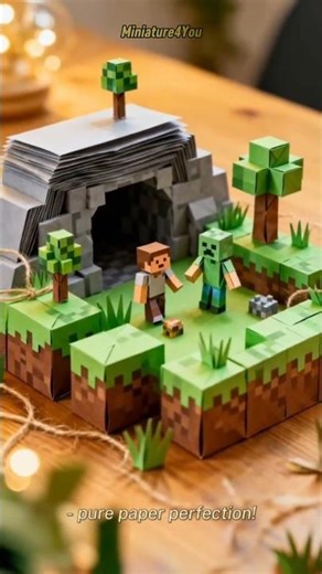 Miniature origami minecraft #miniature #minecraft #miniatureworld #shorts