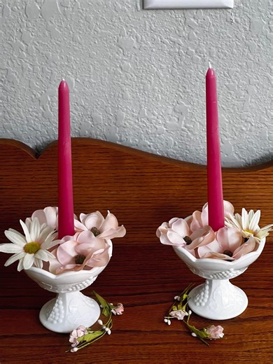 Vintage Indiana Glass Milk Glass Candlestick Holders, Harvest Grape Pattern Colony Glass, Mid Century Wedding Decor, Set of 2 White Taper - Etsy