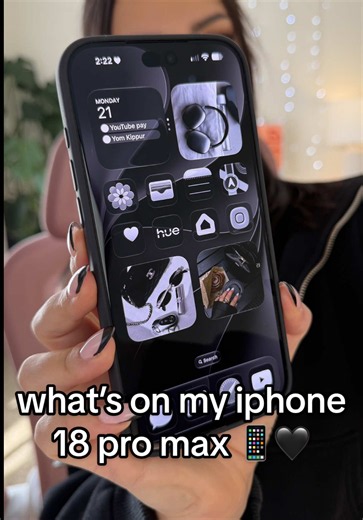my *temporary* setup for the iphone 18 pro max 🖤💫 #iphone18promax #iphonecustomization #ios27