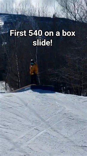 first 540 on a box slide! #skiingstunts #skitricks #skiing #boxslide #skihill #skibox