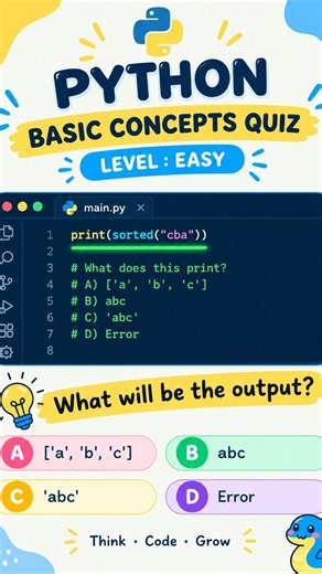 Python sorted() Learn python | python basics | coding #python #pythonquiz