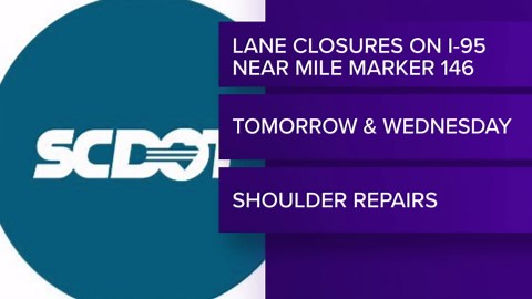 SCDOT to close lanes on I-95 in Sumter County
