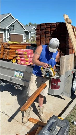 Miter cuts for wood fence rails.