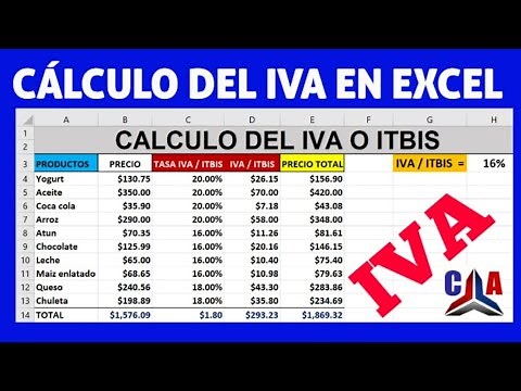 How to calculate VAT or ITBIS in Excel - value added tax