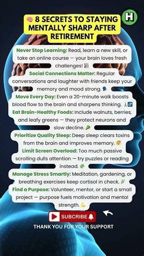 8 Secrets to Staying Mentally Sharp After Retirement | Senior Health Secrets Shorts