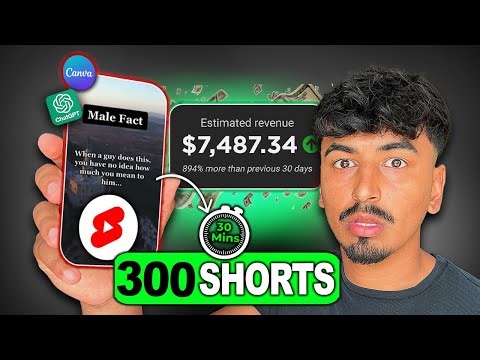 How To Create 300 VIRAL Shorts in 30 MINUTES using Chat GPT & Canva ($100/Day ALL From Your Phone!)
