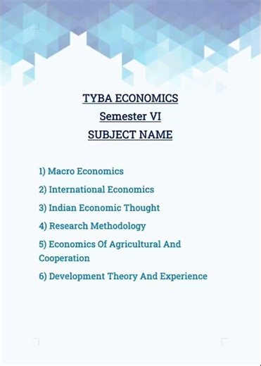 TYBA ECONOMICS| SEM - VI SYLLABUS 2025