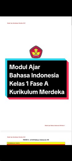 Modul Ajar Bahasa Indonesia Kelas 1 Fase A Kurikulum Merdeka #modulajar #modulajarsd #modulajarkurikulummerdeka