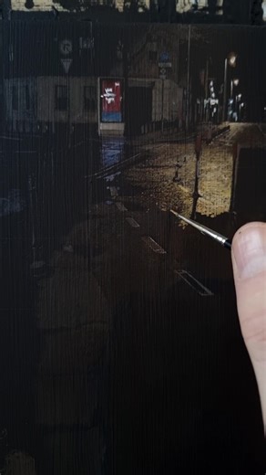 A recent small oil painting. #artvideo #artprocess #artist #light #oilpaint #oilpainting #painting #artwork #art #irishart #irishartist #irish #ireland #dublin #city #architecture #night #dark #wetstreet #reflection