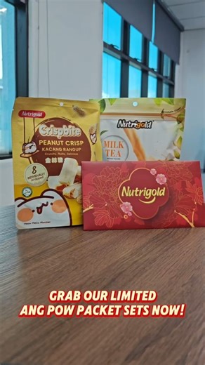 Nutrigold Malaysia on Instagram: "Take a closer look at our festive Nutrigold Ang Pow designs 🧧 Want to win a set? Join our giveaway now! 🎁 Each set includes: ✨ Nutrigold Ang Pow Set x1 ✨ Nutrigold 3-in-1 Milk Tea (5’s) x1 ✨ Crispbite Peanut Crisp (Original) x1 ⏰ Only 20 sets available — don’t miss out! 📅 Giveaway ends 16 February 2026! #Nutrigold #ShareTheJoy #AngPowGiveaway"