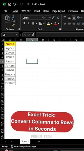 Excel Trick: Convert Columns to Rows in Seconds ✅️