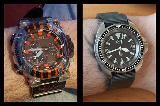 CWC RN Ti300 and G Shock Poison Dart Frogman GW-8230NT-4JR
