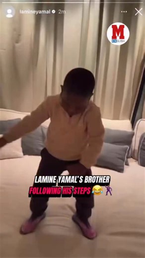 Marca America 🇺🇸 on Instagram: "LAMINE YAMAL’S BROTHER FOLLOWING HIS STEPS 😂🕺🏾 In his Instagram stories, the Barcelona star showed off his younger brother’s moves, proving the talent and swag run in the family. 📲😅 #LamineYamal #FCBarcelona #LaLiga #Football #ViralMoment"
